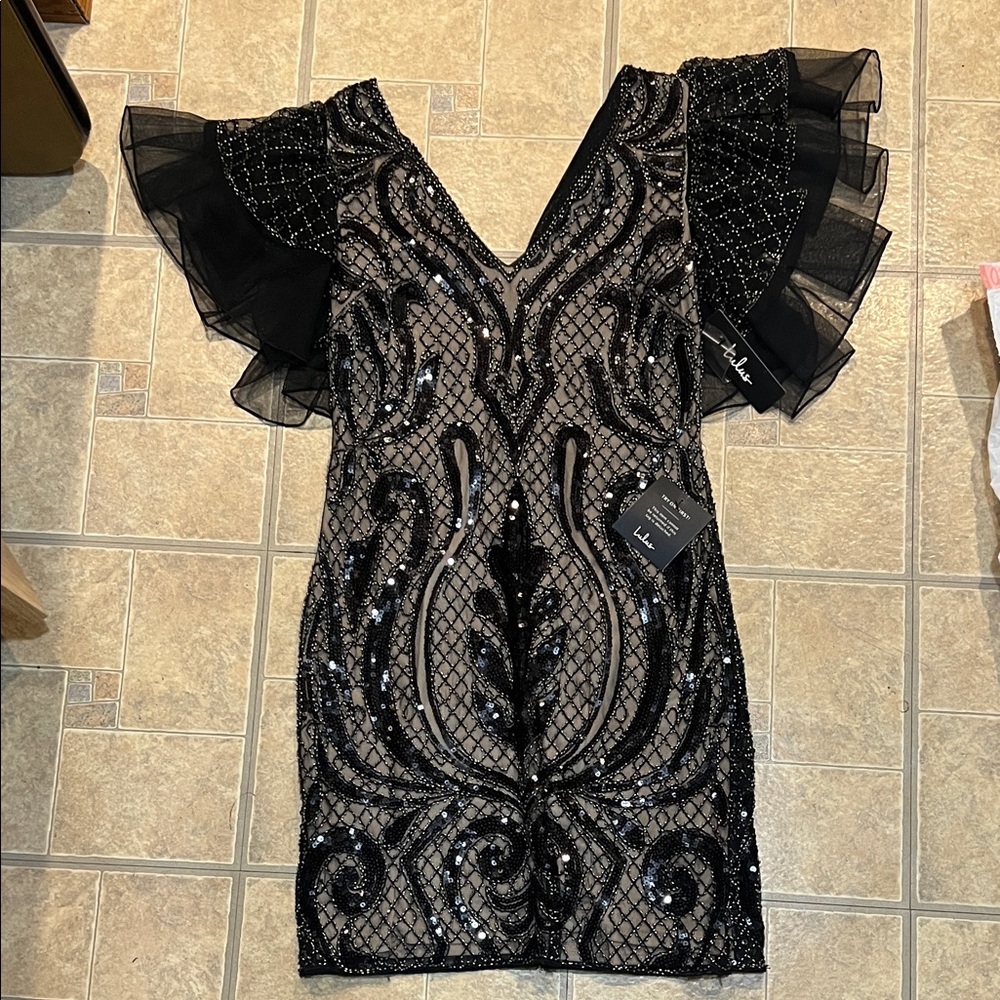 Lulu's Black and Silver Sequin Dress